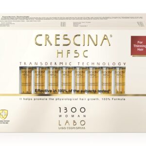 CRESCINA TRANSDERMIC RE-GROWTH HFSC 100% plaukų ataugimą skatinančios ampulės MOTERIMS, 1300 stiprumo, 20 vnt.