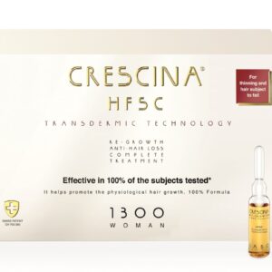 CRESCINA TRANSDERMIC COMPLETE TREATMENT 100% ampulių kompleksas plaukų slinkimo stabdymui ir plaukų atauginimui MOTERIMS, 1300 stiprumo, 20 vnt. (10+10)