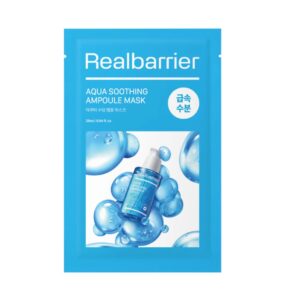REAL BARRIER Aqua Soothing Ampoule Mask - Raminanti ir drėkinanti lakštinė veido kaukė, 28 g