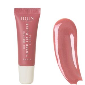 IDUN Minerals atspalvį suteikiantis lūpų aliejus-eliksyras Linnea (spalva vyšnių rožinė - Cherry Rose), 8 ml