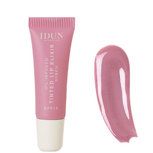 IDUN Minerals atspalvį suteikiantis lūpų aliejus-eliksyras Syren (spalva pelenų rožės - Mauve Pink), 8 ml