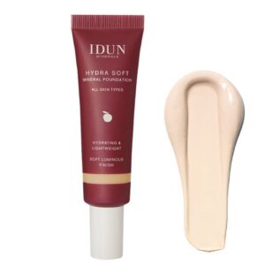IDUN Minerals Hydra Soft skystas mineralinis makiažo pagrindas Nr. 1251 Jorunn (Extra fair, neutral ), 30 ml