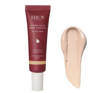 IDUN Minerals Hydra Soft skystas mineralinis makiažo pagrindas Nr. 1252 Saga (Fair Neutral), 30 ml