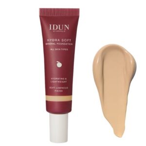 IDUN Minerals Hydra Soft skystas mineralinis makiažo pagrindas Nr. 1253 Freja (Light, warm), 30 ml