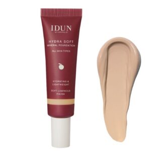 IDUN Minerals Hydra Soft skystas mineralinis makiažo pagrindas Nr. 1254 Signe (Light Neutral), 30 ml