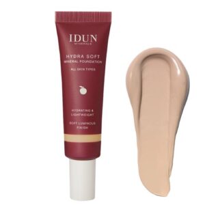 IDUN Minerals Hydra Soft skystas mineralinis makiažo pagrindas Nr. 1255 Gylla (Light Cool), 30 ml