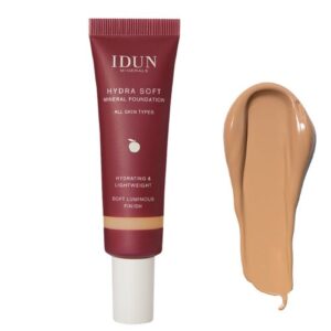 IDUN Minerals Hydra Soft skystas mineralinis makiažo pagrindas Nr. 1258 Siri (Medium Neutral), 30 ml