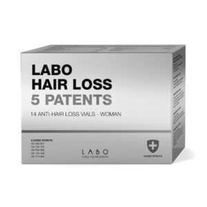 LABO HAIR LOSS 5 Patents ampulės stabdančios momentinį plaukų slinkimą, MOTERIMS, 1 mėn. kursas