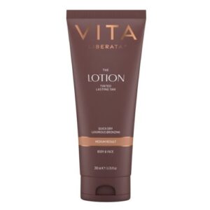VITA LIBERATA drėkinantis savaiminio įdegio losjonas su išoriniu bronzantu veidui ir kūnui Medium, 200 ml